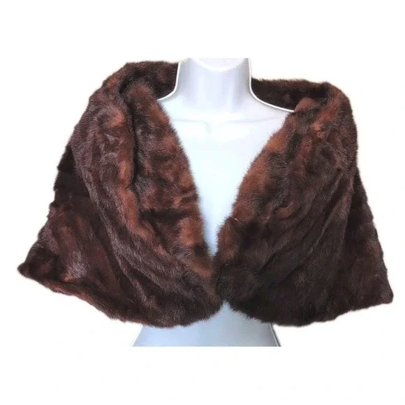 Vintage 1940's Brown 'Schwab's San Francisco' Fur Capelet Shoulder Wrap - Glam - Picture 3 of 7